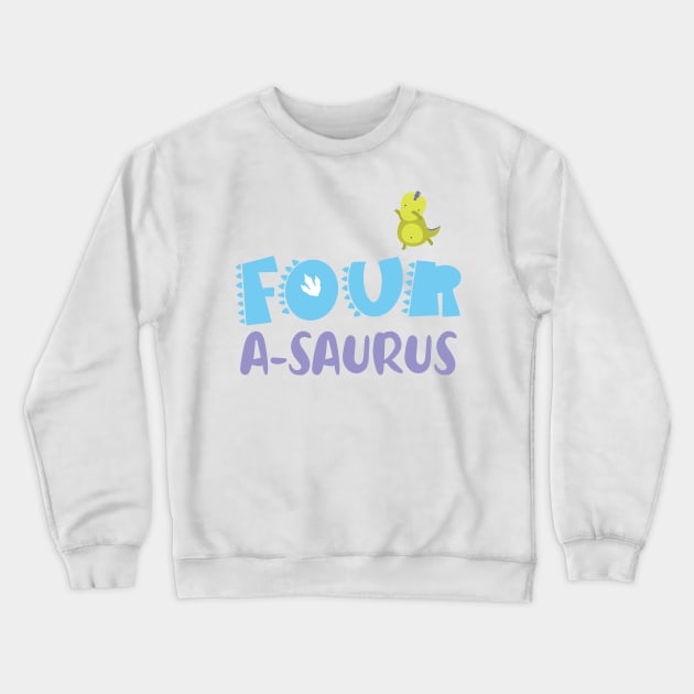 Family Dinosaur Matching 4th Birthday four-A-Saurus Gift For Boys Kids toddlers Crewneck Sweatshirt by tearbytea